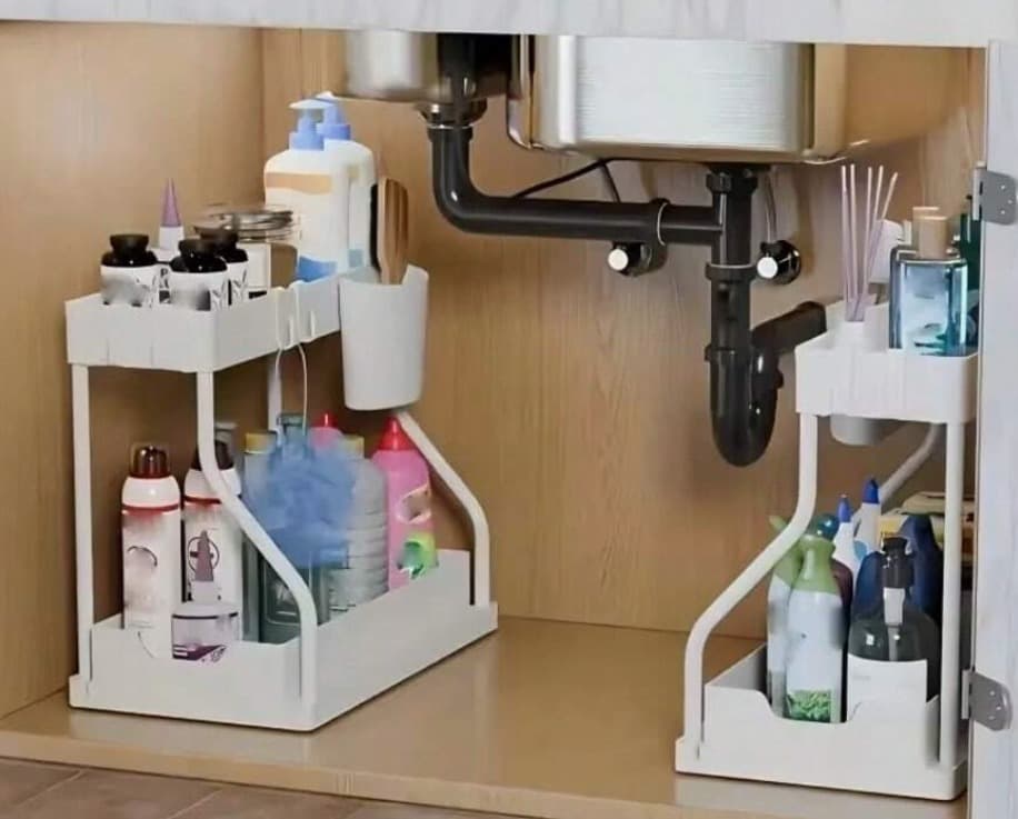 Organizador bajo lavadero blanco inclinado