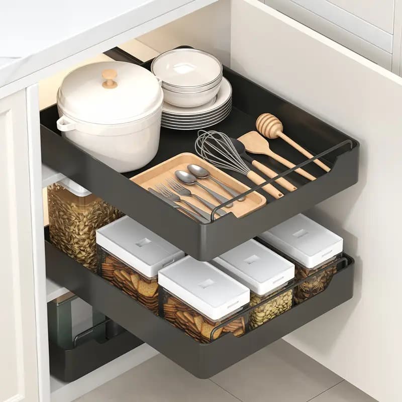 Organizador de cocina 2 niveles con porta utensilios