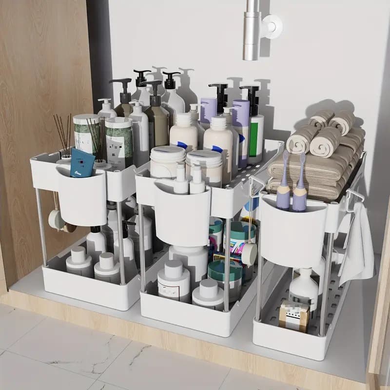Organizador modular de baño blanco de 3 piezas